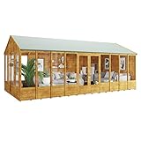 BillyOh Tessa 20x10 Log Cabin Summer House Shed – Spray Treated Wooden Garden Room with Dual Entrance, Wide Double Doors, Tongue and Groove Construction | Versatile Tiny Home for Garden Office