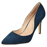 Anne Michelle Ladies High Heel Court Shoes - Navy Microfibre - UK Size 6 - EU Size 39 - US Size 8