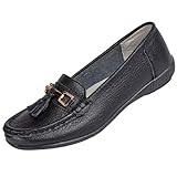 Jo & Joe Ladies Leather Loafer Shoes Plimsole Pumps Womens Flat Shoes Black Size UK 7 EU 40