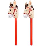 2 Pack Inflatable Stick Horse, EVERMARKET 37 Inches Inflatable Horse Stick Balloons Pony Stick for Christmas Horse Themed Birthday Party Decoration Party Favour Props Inflatable Horse Costume Sticks