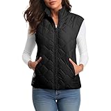AnnSemo Women's Quilted Gilets Casual Cosy Ladies Body Warmer Zip Up Lightweight Gilet for Women UK Winter Outdoor Sleeveless Padded Jackets Plain Loose Coats with Pockets