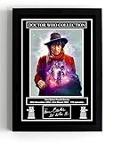 A5 Framed Tom Baker, Fourth Doctor Who, copy signed, Iconic TV Show, Doctor Who Collection wall art picture print (framed 21 x 16 x 1.5 cms)