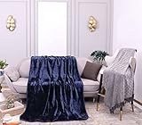 La Maison Soft Faux Velvet Luxury Mink Blanket Super Soft Throw Over Sofa Bed Blanket Large 150cm x 200cm Double (Navy)