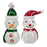 Alipis 2pcs Mini Blown Glass Christmas Snowman Figurines Handcrafted Collectible Decor Compact for Desk Shelf Holiday Party Supplies and Goodie Bag Fillers