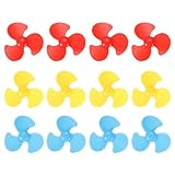sourcing map 2mm DC Motor Shaft Propeller, 30mm Fan Shape 3-blade Plastic Round Propellers for DIY Model Airplane Science Education Toys Motor RC Boat Micro (3 Colors, Pack of 12)