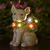 Goodeco Solar Garden Dog Statue with Succulent, 7 LED Lights - Outdoor Decor, Waterproof Resin Figurine, 19.5cm