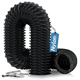 Hon&Guan 75mm Nylon Flexible Ventilation Hose 2.5m 3 Inch Air Ducting with 2pcs Clamps Diesel Heater Extension Pipe (75mm x 2.5m, Black)