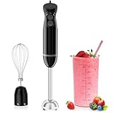Bonsenkitchen Hand Blender, 3-in-1 Immersion Blender handheld, Stick Blender Electric with Stainless Steel Blade, Egg Whisk, 700ml Beaker for Making Baby Food, Soups, HB3202 (Black)