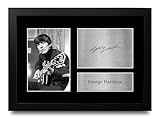 HWC Trading FR A4 George Harrison The Beatles Gifts Printed Signed Autograph Picture for Music Memorabilia Fans - A4 Framed
