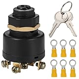 Greluma 1 Piece Ignition Start Switch, High Performance Push to Choke Ignition Switch, 6 Screws 3 Positions with 2 Keys and 2-5 Terminals Kit for Boats with Inboard and Outboard Motor