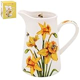 Lesser & Pavey Sarah Boddy BeeTanical Daffodil Jug | Ceramic or Glass for Kitchen Use | Beautiful Cream or Milk Jug for Daily Needs | Versatile Water Jug