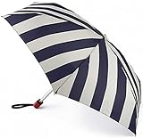 Joules Coastal Stripe Navy White Compact Tiny Folding Handbag Umbrella & Matching Cover