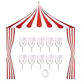 Circus Tent Decorations, Carnival Party Decoration Red & White Striped Circus Tent Banner Backdrop with 10 Hooks Circus Awning Decor for Theme Parties Halloween