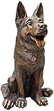 Best Value Here German Shepard Bronze statue outdoor Dog Garden Sculpture Resin Distressed Pet Animal Figures Home Ornament decoration Art Puppy Yard decor Gifts (Brown German Shepard)