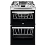 AEG Double Cavity Oven with Gas Hob CGX1130ACM, Capacity 83/36L, 2 Cooking Zones, Catalytic Self-Cleaning Oven, Cooker with Grill function, Heat Indicators, Gas Safety, Cooling Fan, 899-917x550 mm