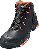 Uvex 2 safety boots, S3 SRC ESD, leather work boots, black/orange, 9 UK