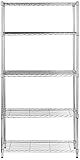Amazon Basics 5-Shelf Storage Unit With Height Adjustable Shelves and Levelling Feet, 680 kg Max Weight, Chrome, 35.5 cm D x 91.4 cm W x 182.8 cm H