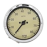 Classic Magnolia Smiths Replica RPM Gauge – 100 mm Mechanical Tachometer, 0–80 RPM Clockwise, Vintage Style Analog Dial – Part Number YC – For Classic Cars, Boats, Industrial Panels
