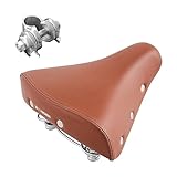 BOOSDEN Comfortable Bike Saddle, Soft Bicycle Saddle for Men & Women, Waterproof PU Leather Spring Seat, Gel, Ideal for Mountain & Road Bikes, Brown