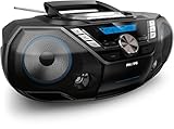 Philips AZB798T/12 CD Sound Machine, Portable CD and Cassette player DAB And FM Bluetooth, CD, MP3-CD, USB Host, Dynamic Bass, Bass Reflex, Remote, Sleep Timer - Black