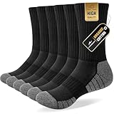 Niorasen 6 Pairs Mens Socks, Cushioned Breathable Sports Socks Outdoor Multipack, Comfortable Crew Cotton Athletic sock for Work Walking Hiking Running, Black 9-12