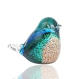 Bluebird Craft Lifelike Sculpture Paperweight - Hand Blown Glass Animal Decorations for Bathroom, Office Table - Artistic Gifts for Birthday, Family Party Ornaments