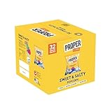 PROPER Sweet & Salty Popcorn, Natural Sea Salt and Demerara Sugar Seasoning, Vegetarian, Gluten-Free, Hand-Popped Corn, 65 kcal, 14g, Box of 32