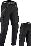 Texpeed Mens All Black Waterproof Armoured Motorcycle Motorbike Biker Trousers/Pants With CE Armour (EN 1621-1) - 34W / 32L