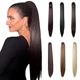 Benehair Ponytail Hair Extensions Claw Clip in 21 Inches Long Straight Ponytail Extensions Natural Brown Hair Pieces for Women(Natural Brown, 140g)