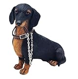 Animal Crackers Sitting black and tan Dachshund figurine from the Leonardo 'Walkies' range, in quality gift box