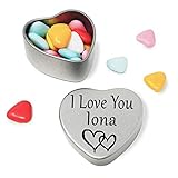 I Love You Iona Mini heart shaped silver gift tin filled with mini chocolates. Great as a birthday present or a gift to show someone special how much you love them