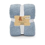 KD HOME Teddy Bear Double Throw Blanket, 200x240cm, Super Soft Fleece, Brown, Cosy and Cuddly (Baby Blue, Double)