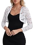 fuinloth Bolero Shrugs for Women Lace Cardigan Wedding Long Sleeve Elegant White