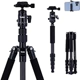 Rollei Compact Traveler No. 1 Tripod Carbon Black, Ultra Lightweight Travel Tripod with Ball Head/Phone Holder/Carry Bag Max Load 8kg DSLR Camera Tripod for Sony Canon Nikon,Tripod-Camera-Stand-Carbon