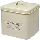 Enamel Cream Storage Tin - Home Sweet, Kitchen Food Storage Containers With Lids & Carry Handles | Ideal For Home & Kitchen, Organiser | Strong, Durable & Long Lasting (Dishwasher Tablets))