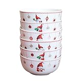Christmas Gonk Cereal Bowls Set of 6 Xmas Gnome Festive Kitchen Dining Tableware