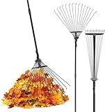 Pelle & Sol Garden Rake - 38-63 Inch Adjustable Lawn Rake for Gardening, Grass w/ 25 Tines for Yard Clean Up - Garden Rakes for Leaves, Lawn Leveller, Yard Clean Up Tool - Black