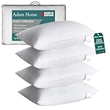 Adam Home Pillows 4 Pack Hotel Quality Side Sleeper Bounce Back Bed Pillow Hypoallergenic & Anti Dust Mite Resistant Premium Filled Hotel Pillows Pack of 4