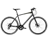 Ammaco Strada 700c Hybrid Trekking Road Commuter Sports Bike 24 Speed Mens Hydraulic Disc Brakes Lightweight Alloy 17" Frame Black