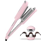 TYMO ROVY Hair Waver Crimper - Hair Curler, Deep Waver Curling Iron, Ionic Curling Wand with Ceramic Tourmaline Barrel for Women, Anti-Scald, Quick & Easy, Dual Voltage, Pink 32mm