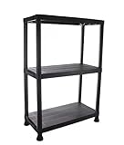 HOMION 3 Tier Shelving Unit Plastic Storage Unit Warehouse Garden Storage Shelves for Garage Lightweight Shelf Units for Garages Sheds Racking Shelving 3/4/5 Tiers Workshop Unit (3 Tier Shelf Rack)