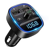LENCENT FM Transmitter, Bluetooth Wireless Radio Adapter Car Kit with 2 USB Ports Car Charger MP3 Player Support TF Card & Disk