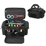 Rexmica Small Tool Organiser with Anti-friction and Thick Padded Bottom, Tactical Range Bag for Men, Multi-functional Work Bag for Repairman, Electrician, Carpenters, Black