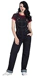 Hell Bunny Elly May Denim Dungarees for Women - Vintage 40s Retro Rockabilly Pinafore Dress with Adustable Cross-Over Starps, Functional Pockets Side Button Fastening Strech Denim Overalls, Navy, 4XL