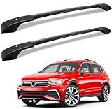 KINGGERI Roof Rack Cross Bars Fit for Volkswagen Tiguan 2018 2019 2020 2021 2022 2023 2024 and Taos 2022 2023 2024, Aluminum Roof Rails Crossbars Rooftop Cargo Luggage Rails Kayak Skiboard Black