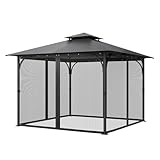VEVOR Gazebo Netting Replacement, Fit Most 10 x 10 x 6.5 FT Gazebo, Outdoor Garden Net, 4-Panel Sidewall Mesh Curtain, Patio Midge Netting with Double Zipper, Canopy Screen