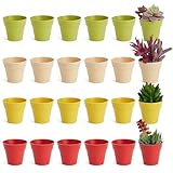 Juvale Mini Plastic Planters, 24-Pack of Stackable Flower Pots for Indoors and Outdoors, 4 Colours, 6 cm in Diameter Each