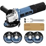 C P CHANTPOWER Angle Grinder Power Tool, 115mm Corded Cutting Grinding Polishing with 2X Cutting Wheel, 2X Grinding Wheel and Side Handle, 750W 220-240V Cutter