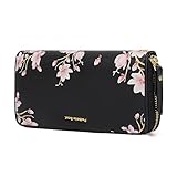Pomelo Best Womens Purse Large Embossed Flower Zip Wallet with Wrist Strap and RFID Blocker