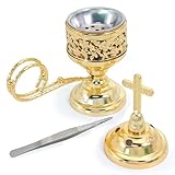 BEYLAB Incense Burner, Frankincense Charcoal Incense Stand, Bakhoor Burner Holder, Ideal for Aromatherapy, Yoga and Spa, Home and Christian Church Censer - Gold